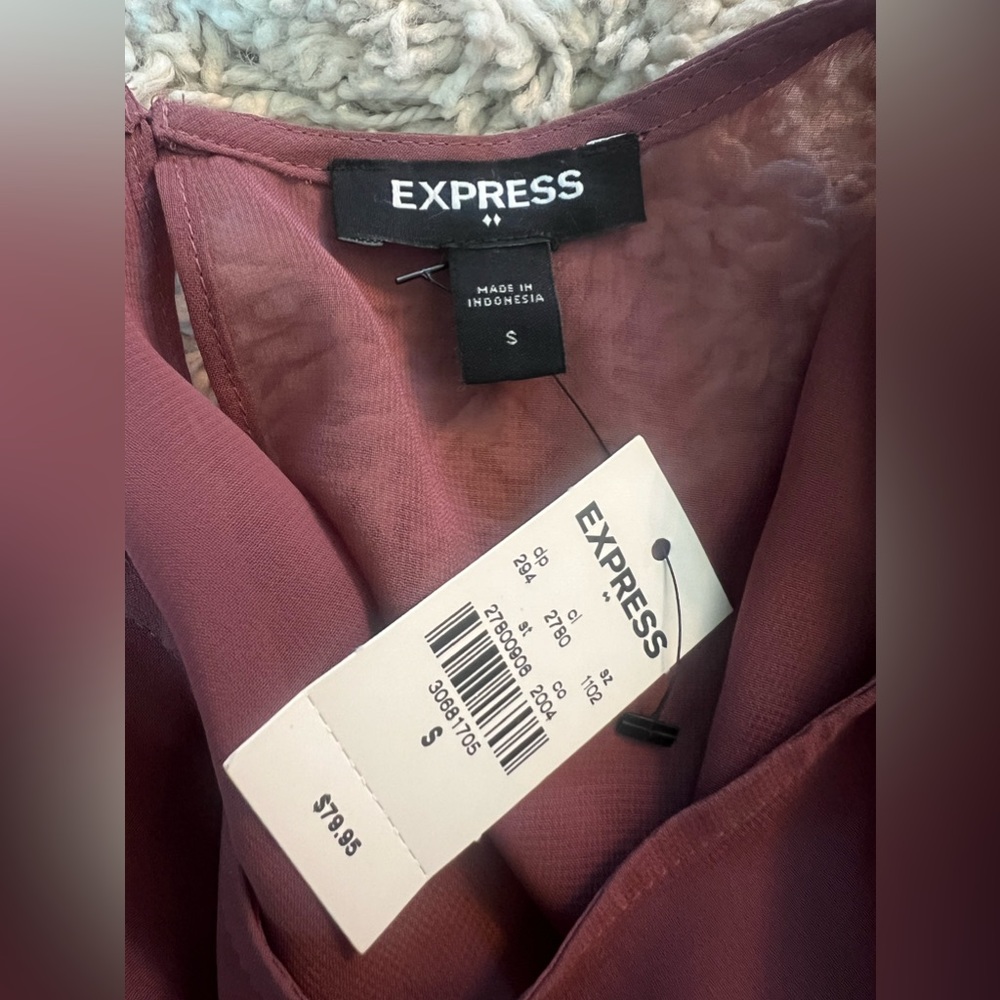 Express Mauve Ruffle Mini Dress - Picture 3 of 5